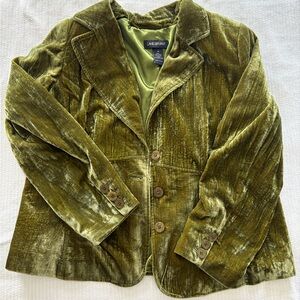 Lane Bryant Olive Velvet Blazer
